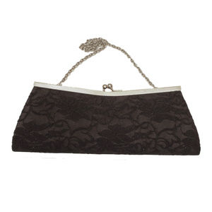 EUC Far Nine Black Lace Clutch Purse with Chain